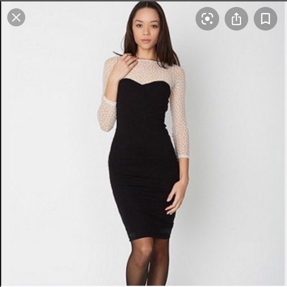 American apparel black midi with white dot mesh SM